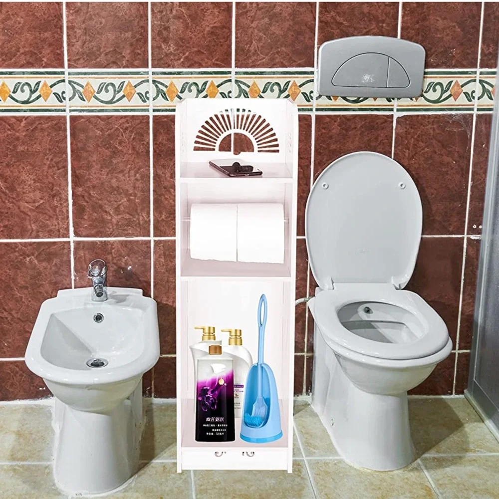 Narrow Bathroom Storage Corner Cabinet, Toilet Shelves